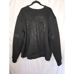 HUDSON OUTERWEAR Black Lion Medusa Head Graphic Full Zip Sweatshirt Mens XL